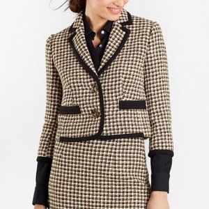 Brooks Brothers Checked Tweed Cropped Jacket and Skirt in Brown-Black
